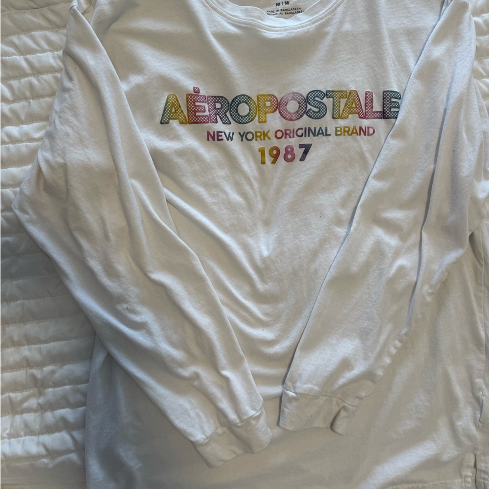 Aeropostale Multicolor Logo White Long Sleeve